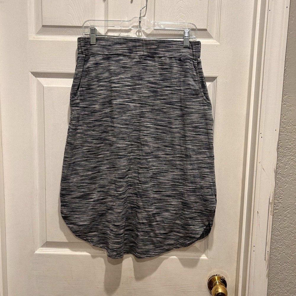 Synergy Organic Clothing Womens Gray Space Dye Cotton Midi Skirt Large Pocket